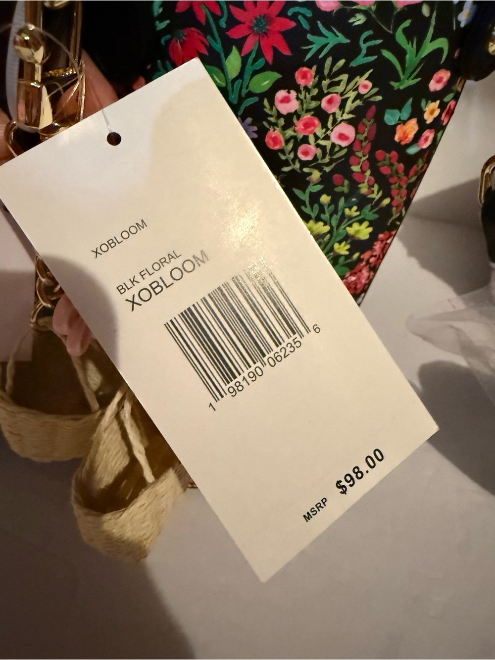 Betsey Johnson Black Floral Tote with Pink & Green Accents - Picture 10 of 16
